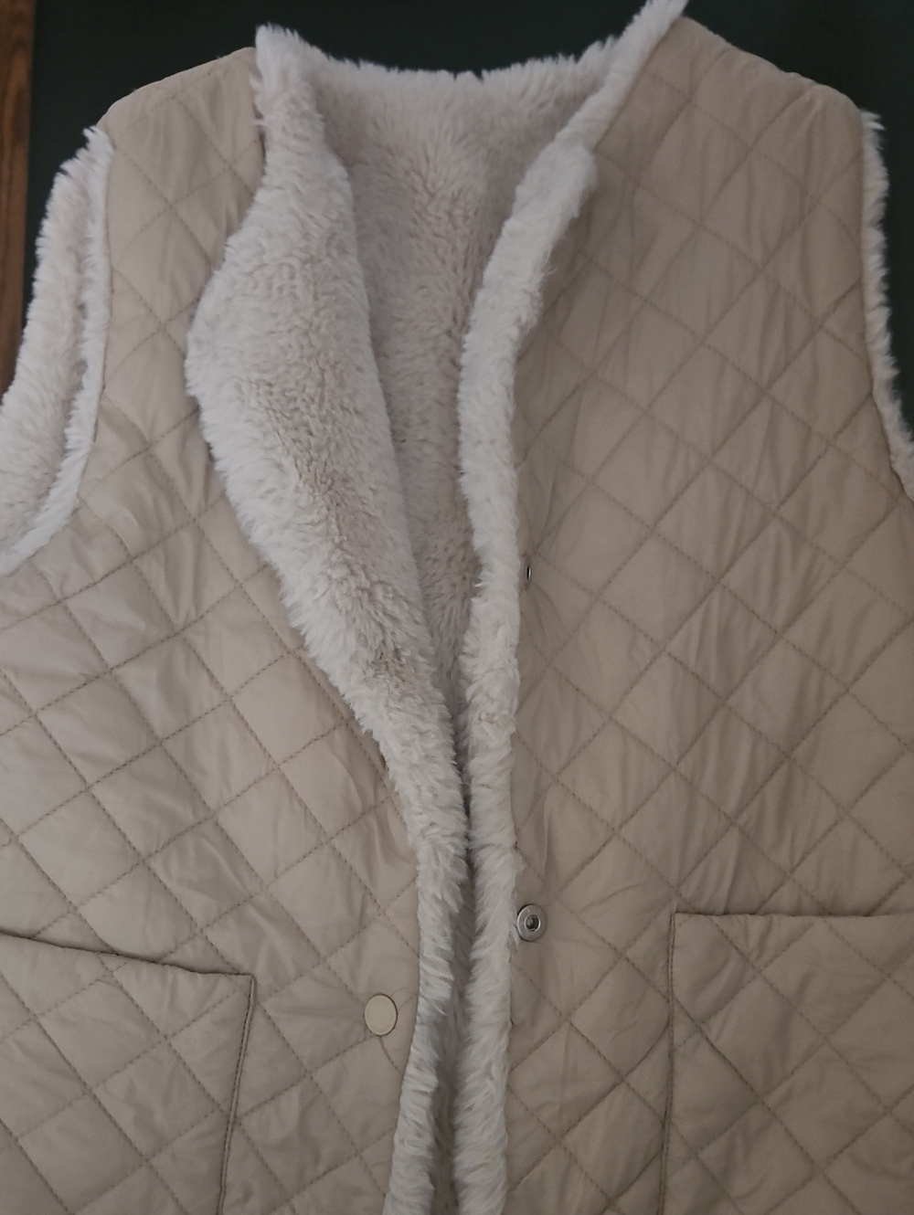 Zara Quilted Vest with Cream Sherpa Lining